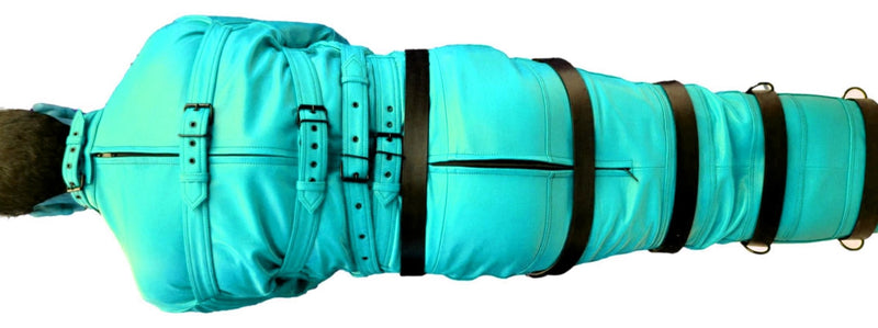Leather Sleep Sack,Restraint,Bondage,Leather SleepSack,turquoise colour - MRI Leathers
