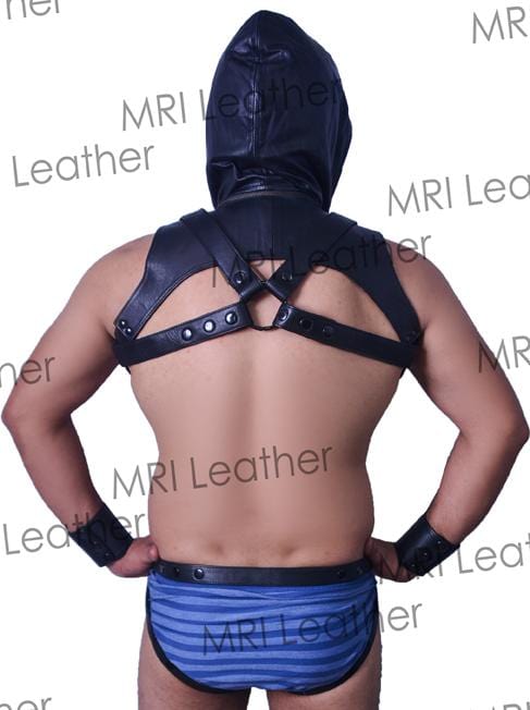 LEATHER SLEEVELESS HARNESS HOODIE - MRI Leathers