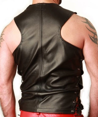 Leather Vest for Men Zipper Front Leather Men's Biker Vest, Motorcycle Vest leather Vest, Custom vest - MRI Leathers