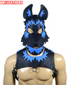 Leather Wolf Mask With Matching Harness - MRI Leathers