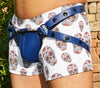 Men Blue Leather Jock Strap, adjustable waist thong gay - MRI Leathers
