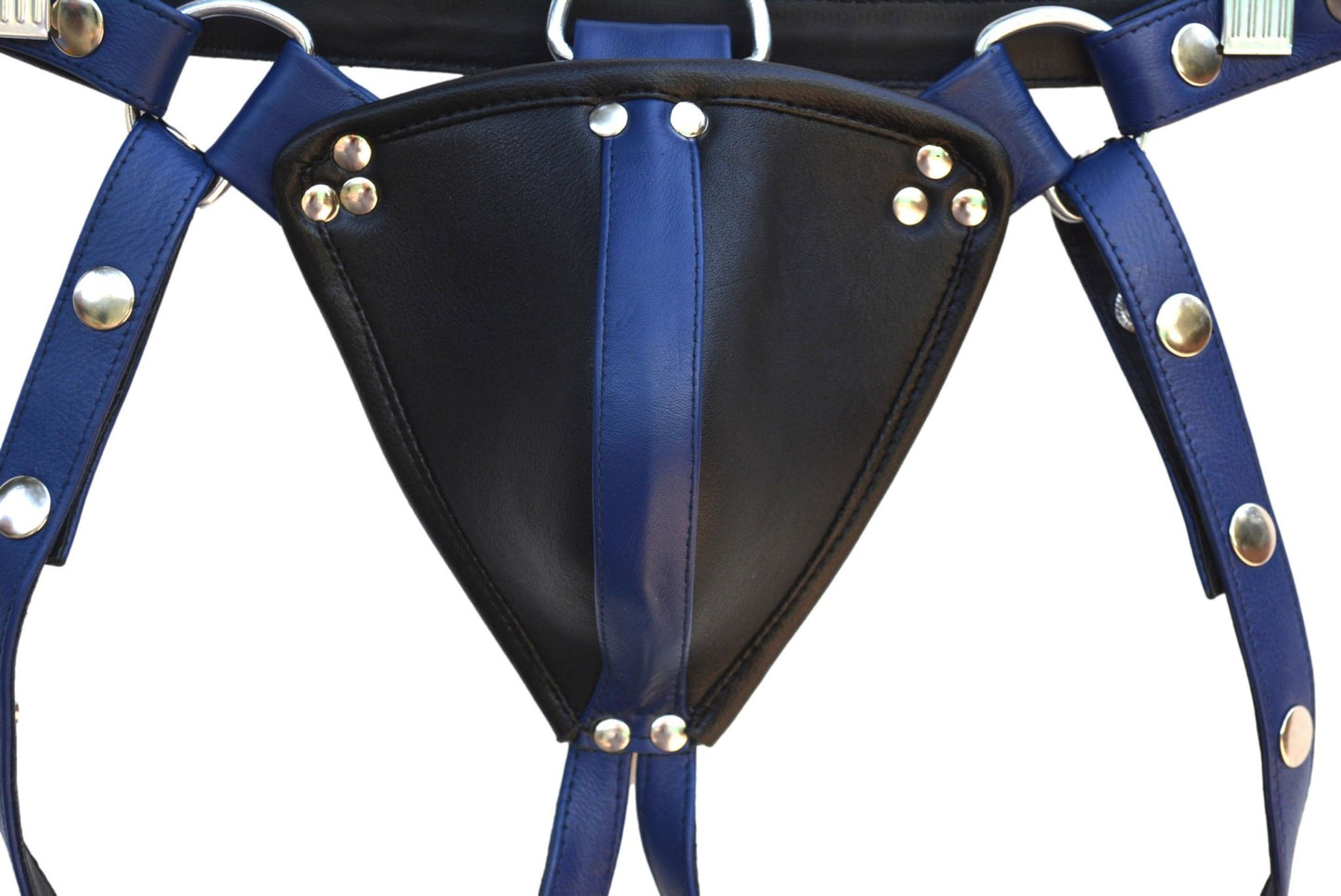 Men Blue Leather Jock Strap, Men's Posing Pouch,Thong,G-String,Fetish,Gay,Sexy,Leather Underwear - MRI Leathers