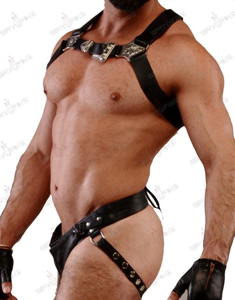 Men Harness Leather Harness Adjustable Buckle Body Chest Harness Costume - MRI Leathers