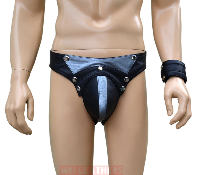 Men Leather Jockstrap jock Thong removable pouch Lined with soft leather - MRI Leathers