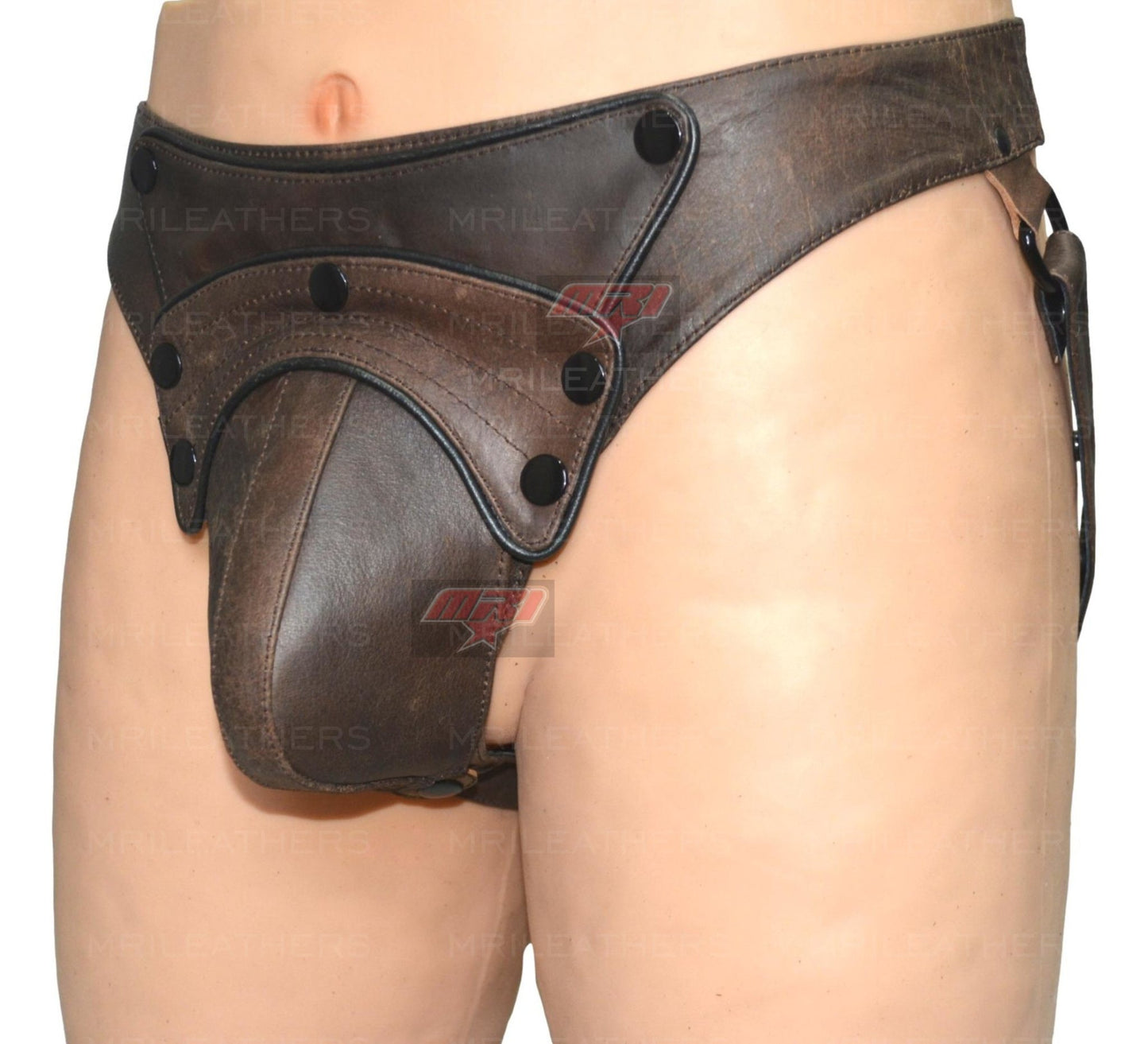 Men Leather Jockstrap -jock -thong removable pouch, lined with soft leather - MRI Leathers