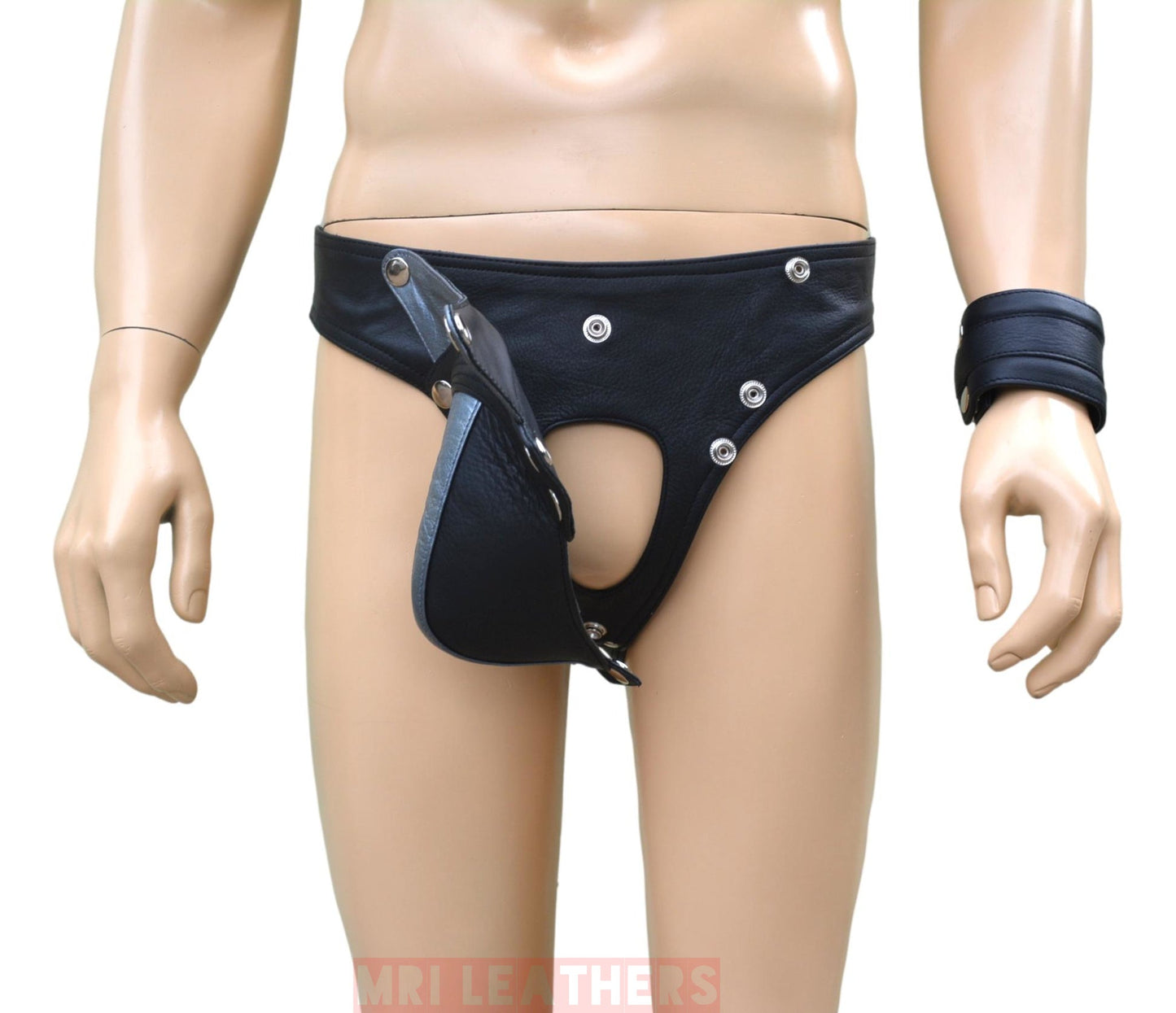 Men Leather Jockstrap jock Thong removable pouch Lined with soft leather - MRI Leathers