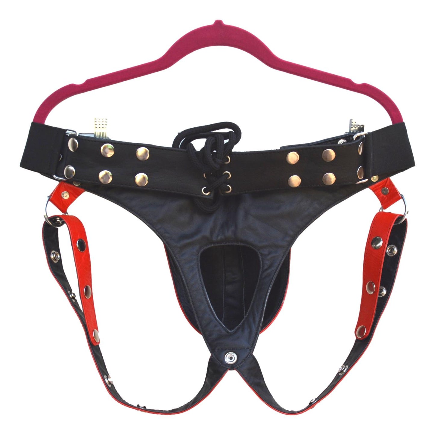 Men Leather Red Jock Strap Men's Posing Pouch Thong JockStrap - MRI Leathers