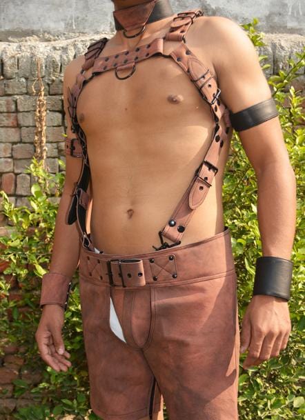 Men Leather Restrain Chest Harness Strap Belts Clubwear Costume Fancy. - MRI Leathers