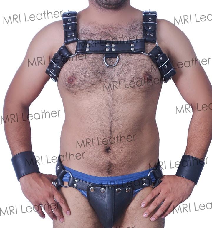 Men Leather Restrain Chest Harness Strap Belts Clubwear Costume Fancy. - MRI Leathers