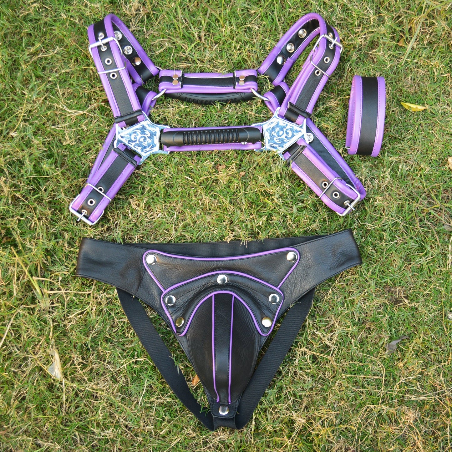 Men Leather Restrain Chest Harness Strap bulldog harness Belts Clubwear Costume Fancy - MRI Leathers