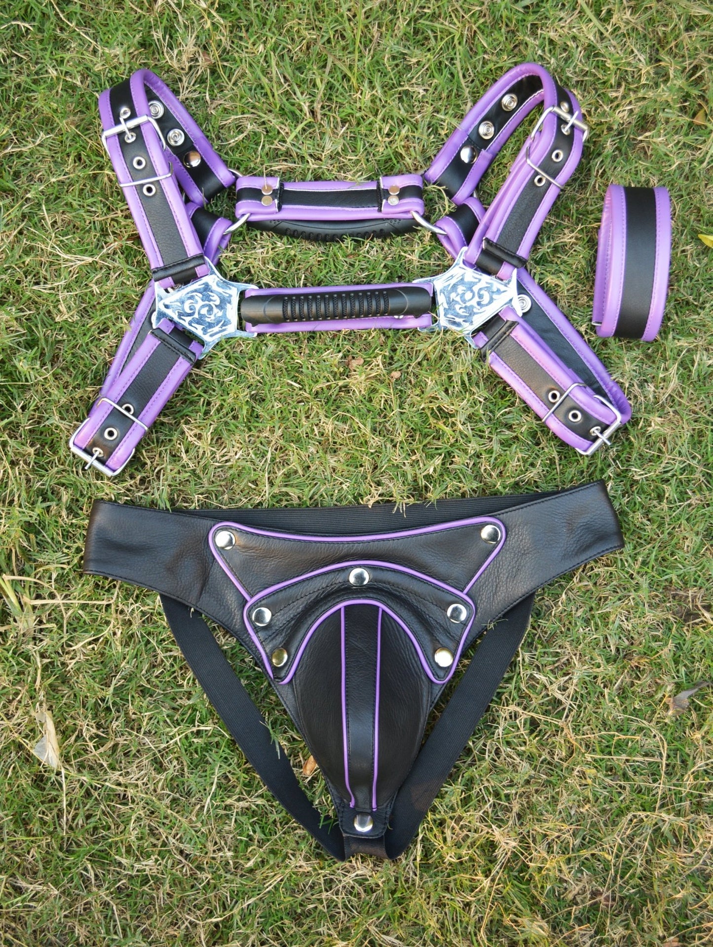 Men Leather Restrain Chest Harness Strap bulldog harness Belts Clubwear Costume Fancy - MRI Leathers