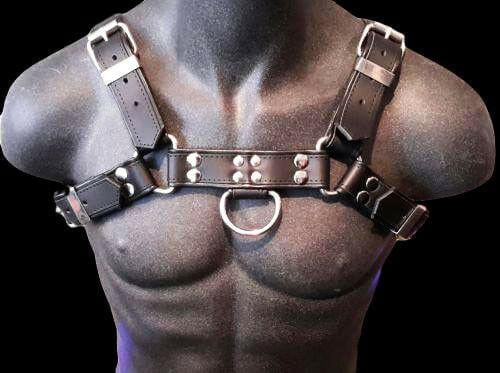 men leather sexy restrain chest harness body strap belts clubwear costume