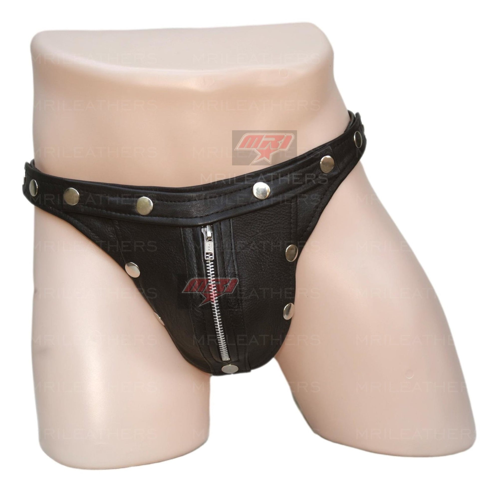 Men Leather thong -removable pouch - MRI Leathers