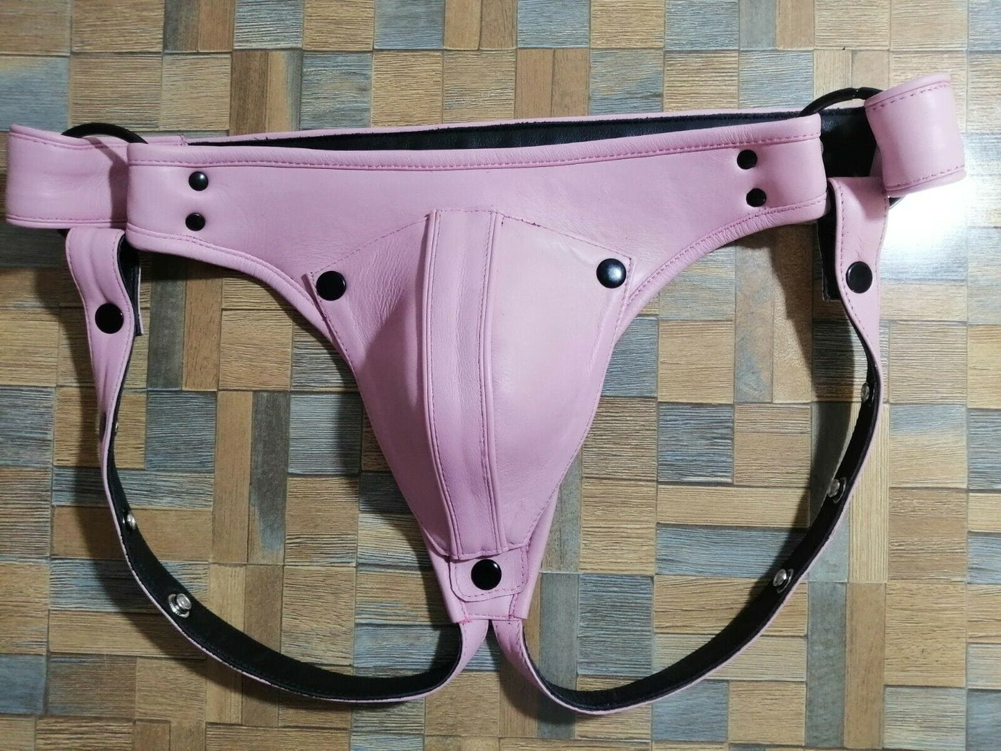 Men Pink Leather Jock Strap Men'