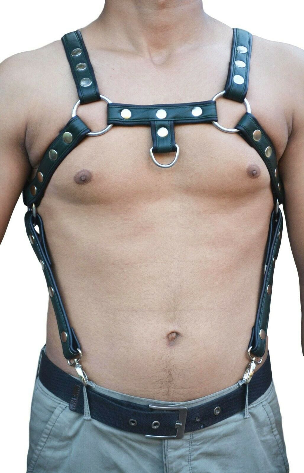 green leather harness