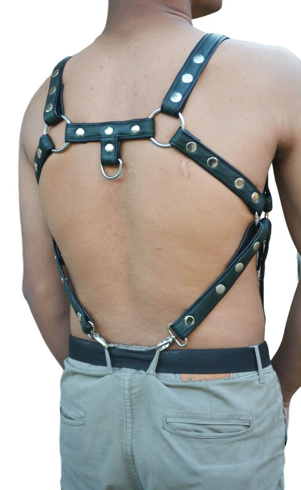 green leather harness