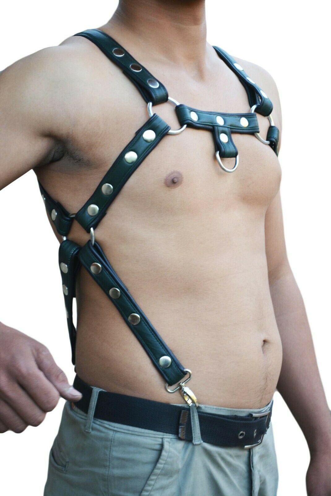 green leather harness