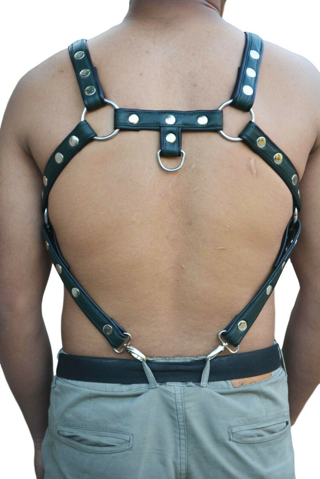 green leather harness