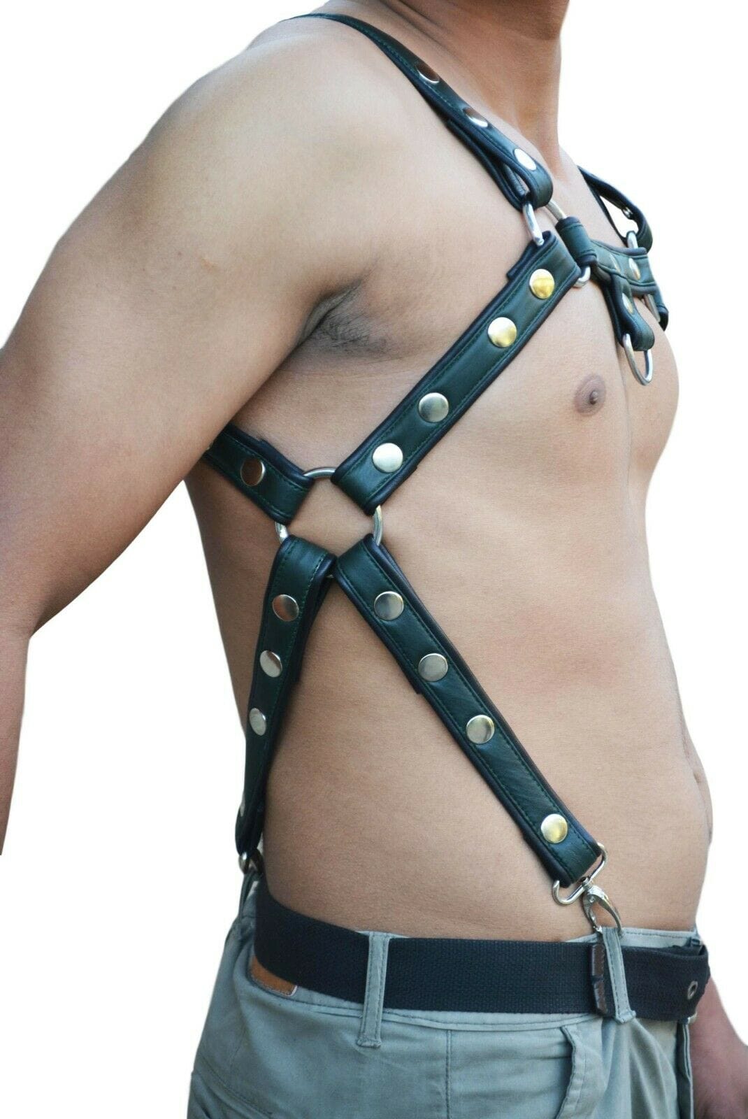green leather harness