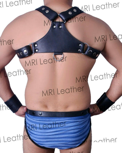 Men's Male Soft Leather Body Chest Bodysuit Harness Belt Night Clubwear Costume - MRI Leathers