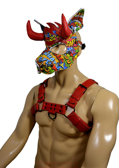 Puppy Play Dog Hood Mask Leather Men Chest Harness Strap - MRI Leathers