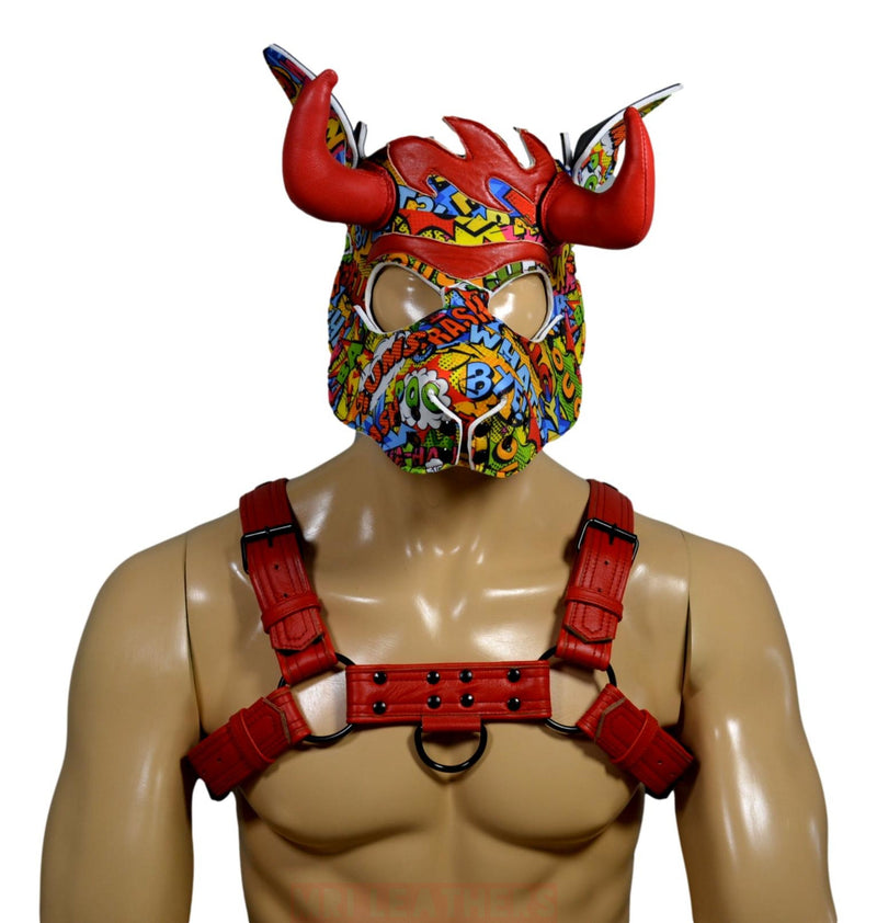 Puppy Play Dog Hood Mask Leather Men Chest Harness Strap - MRI Leathers