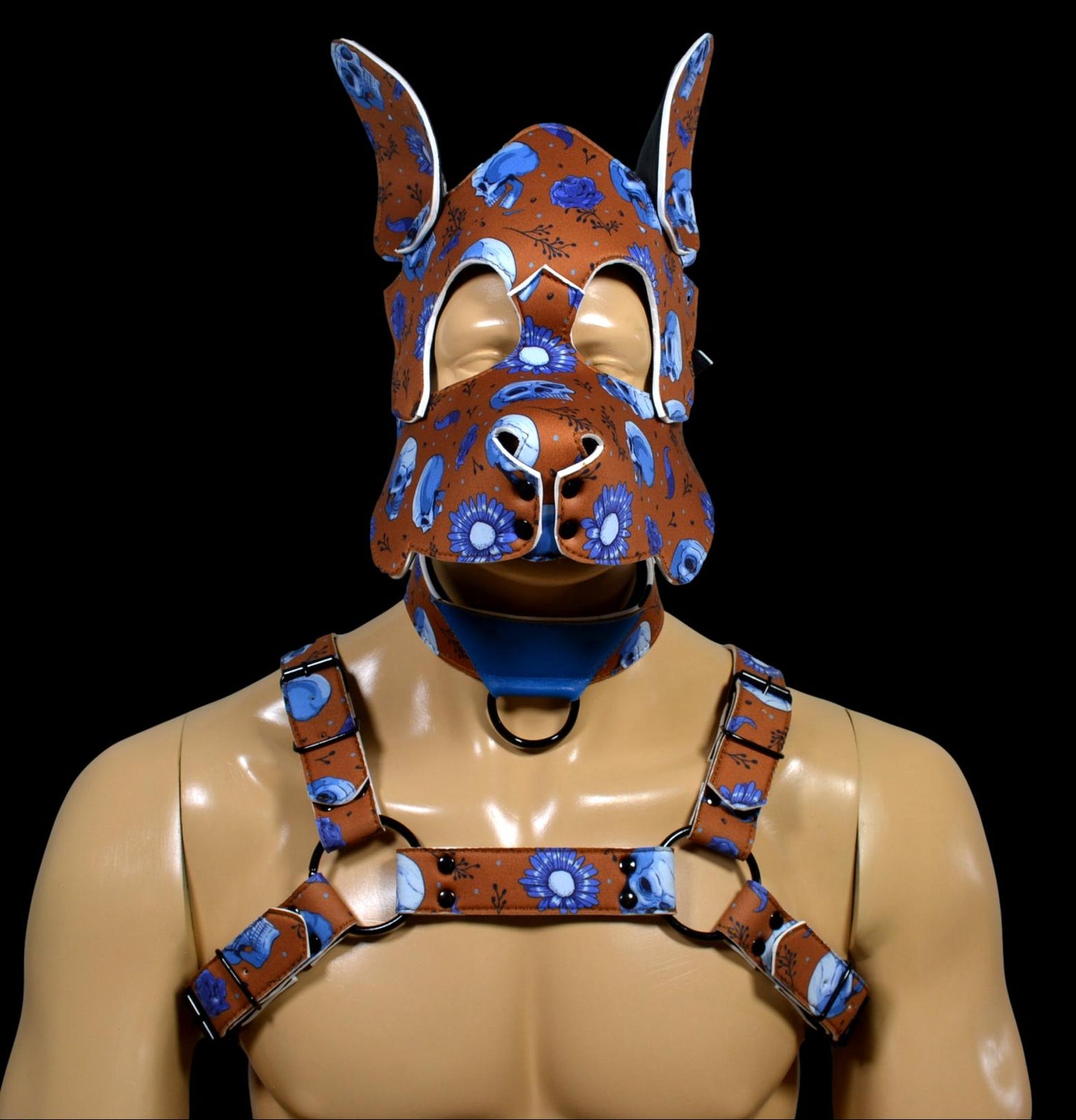 Puppy Play Dog Hood Mask Leather Men Chest Harness Strap Neck Collar - MRI Leathers