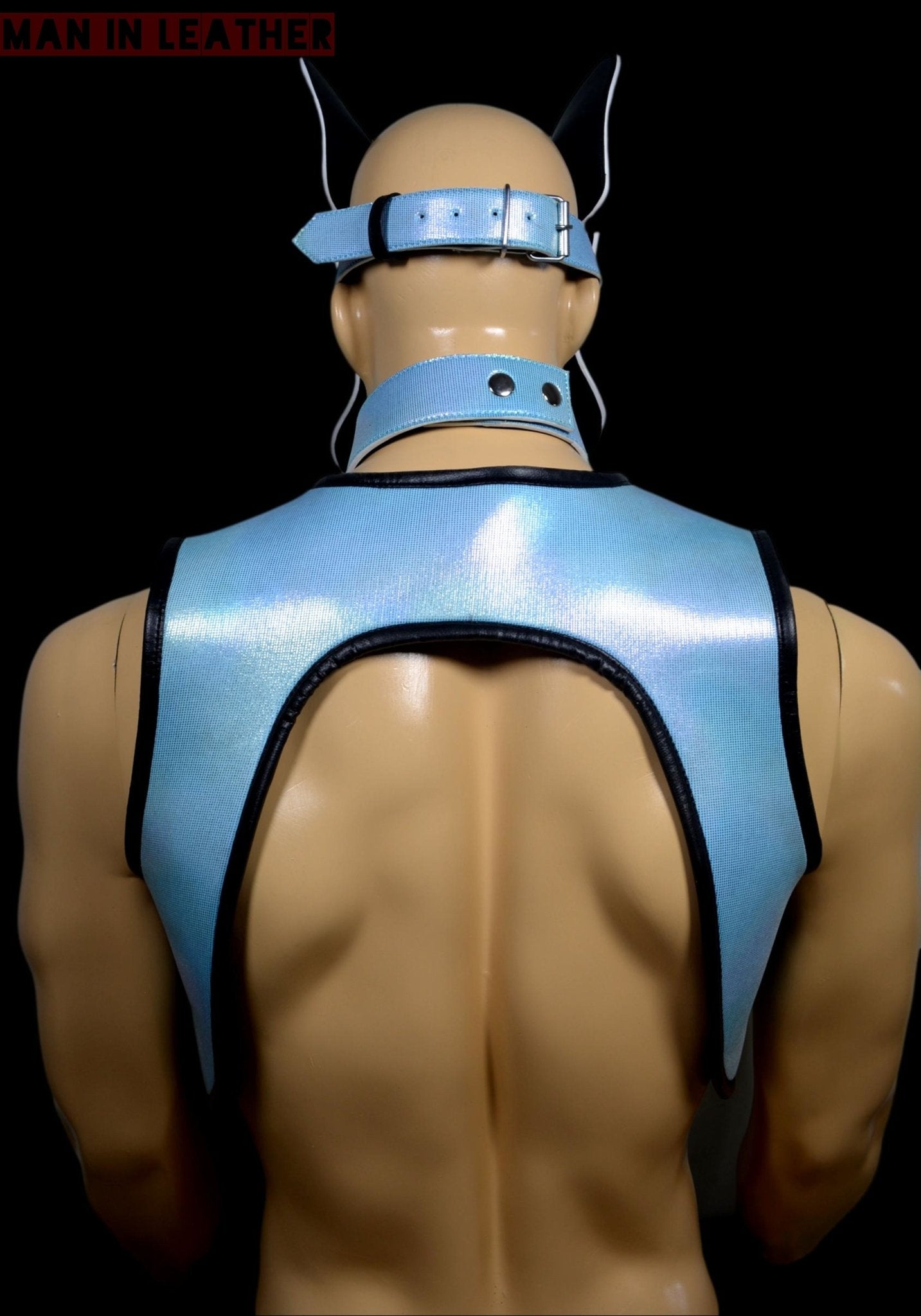 Puppy Play Dog Hood Mask Leather Men Chest Harness Strap Neck Collar - MRI Leathers