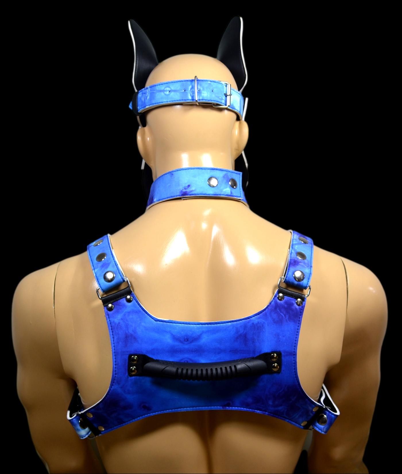 Puppy Play Dog Hood Mask Leather Men Chest Harness Strap Neck Collar - MRI Leathers