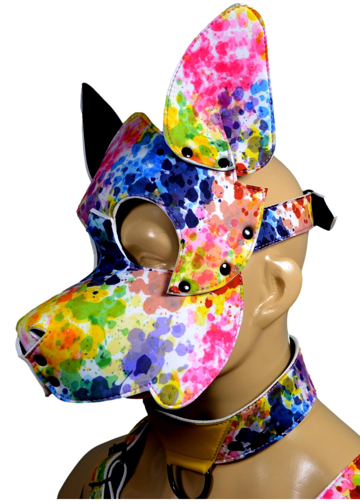 Puppy Play Dog Hood Mask Leather Men Chest Harness Strap Neck Collar - MRI Leathers