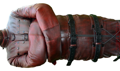 Real Tow Tone Cow leather Sleep Sack Bondage Body Bag Bdsm Mummy Seductive Restricted Bondage Bag BDSM Duty belts Serious Bondage - MRI Leathers