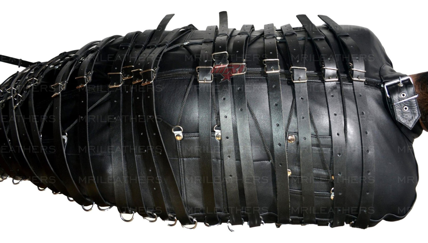 Sleep Sack mummy Gimp Bag Straight Jacket Leather Restraint Straps Bondage - MRI Leathers