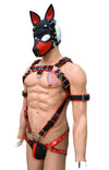 Trojan Body Harness Men leather side straps harness, bdsm harness, leather harness, gay harness with puppy mask - MRI Leathers