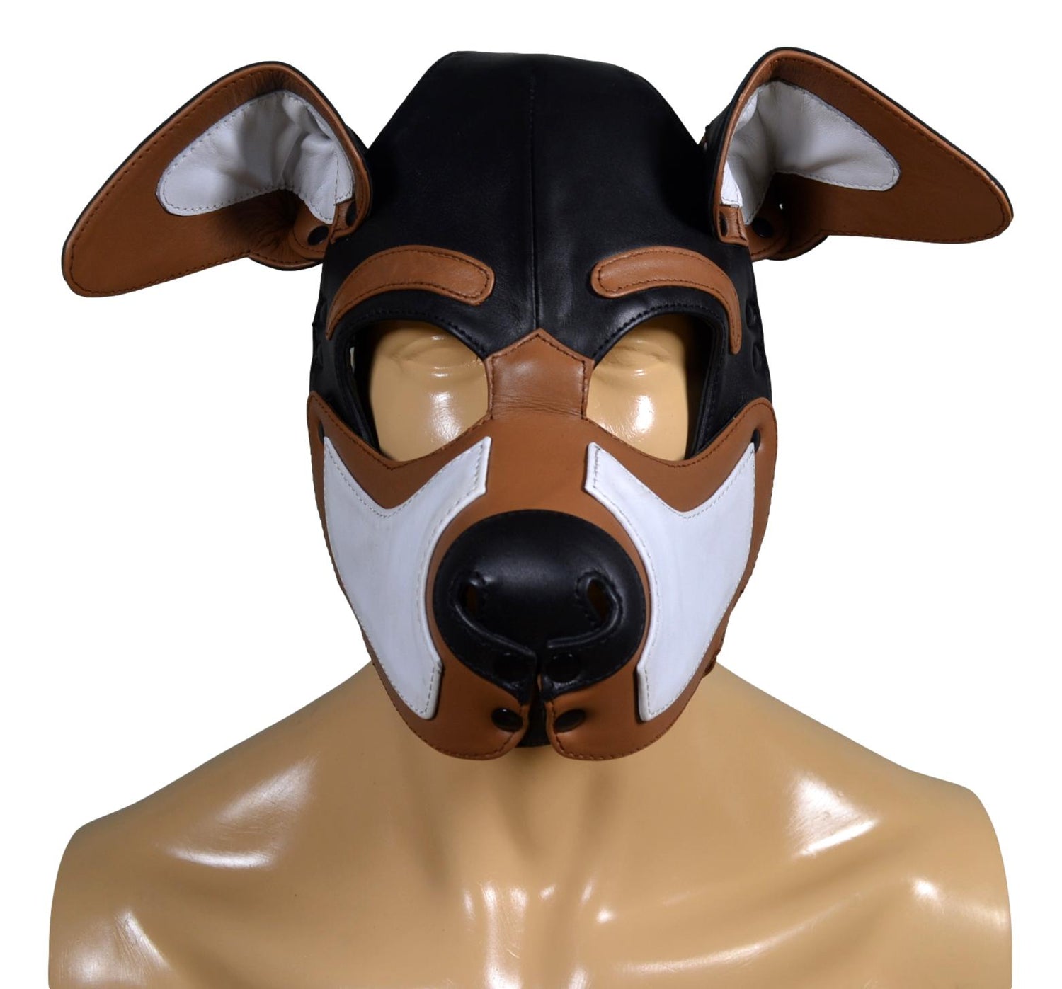 Leather puppy mask bend ears 