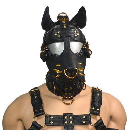 Genuine Leather Bondage Face Muzzle BDSM Head Harness Hood Adult Gear matching harness - MRI Leathers