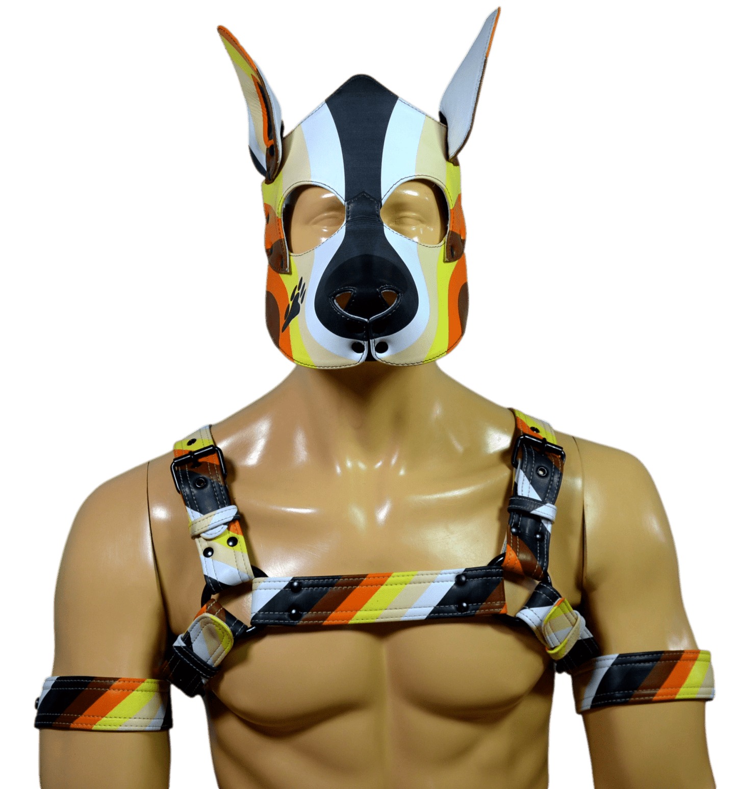 Leather Bear Harness with matching puppy Hood Mask - MRI Leathers