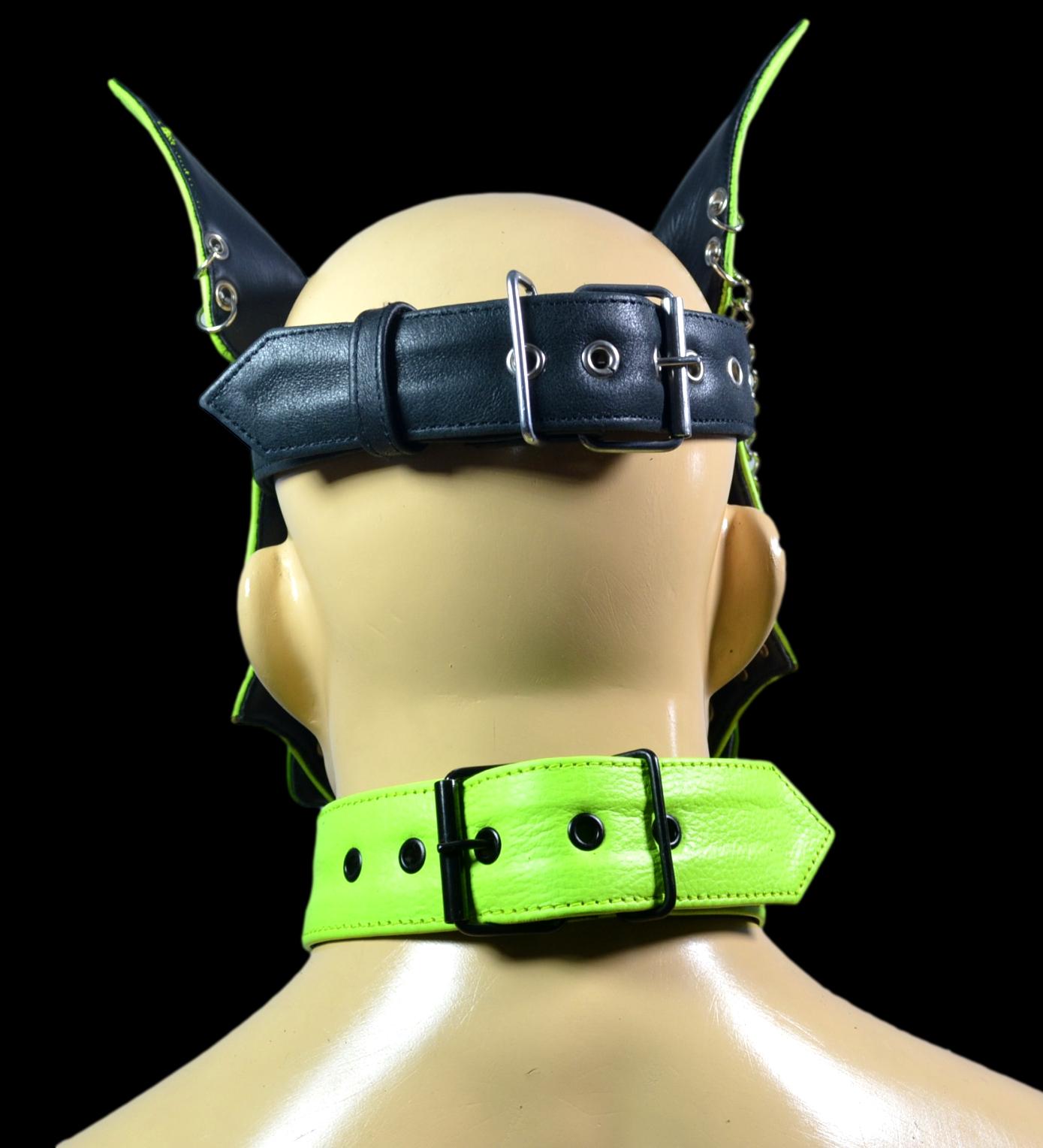 Leather Dog Mask With Spikes and Rings Leather Puppy Mask Puppy Mask Kink Puppy Hood Puppy play - MRI Leathers