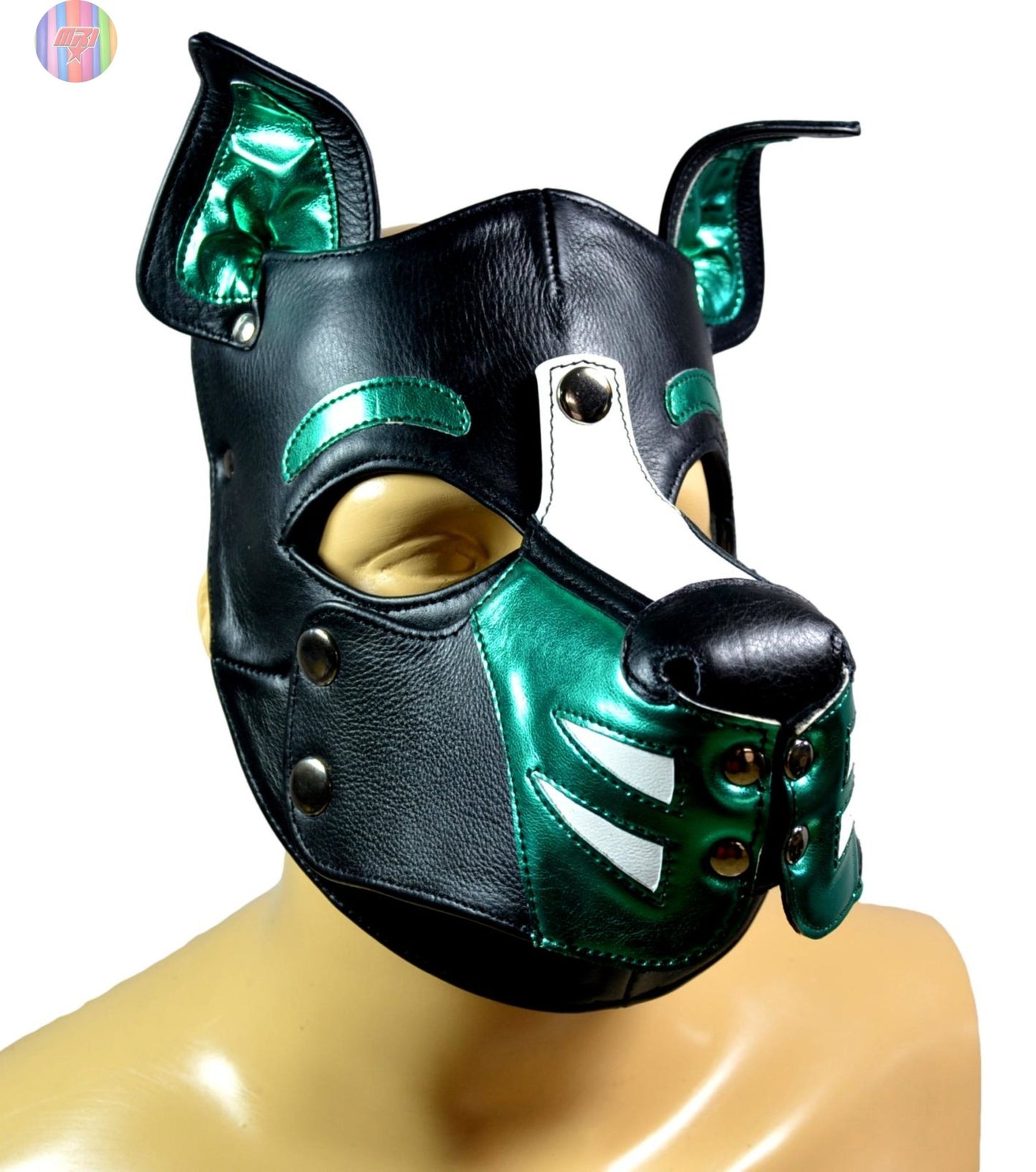 Leather Puppy Hood – Removable Muzzle Dog Mask for Pet Play, Cosplay & Roleplay – Adjustable Pup Hood with Metal Ear Support - MRI Leathers