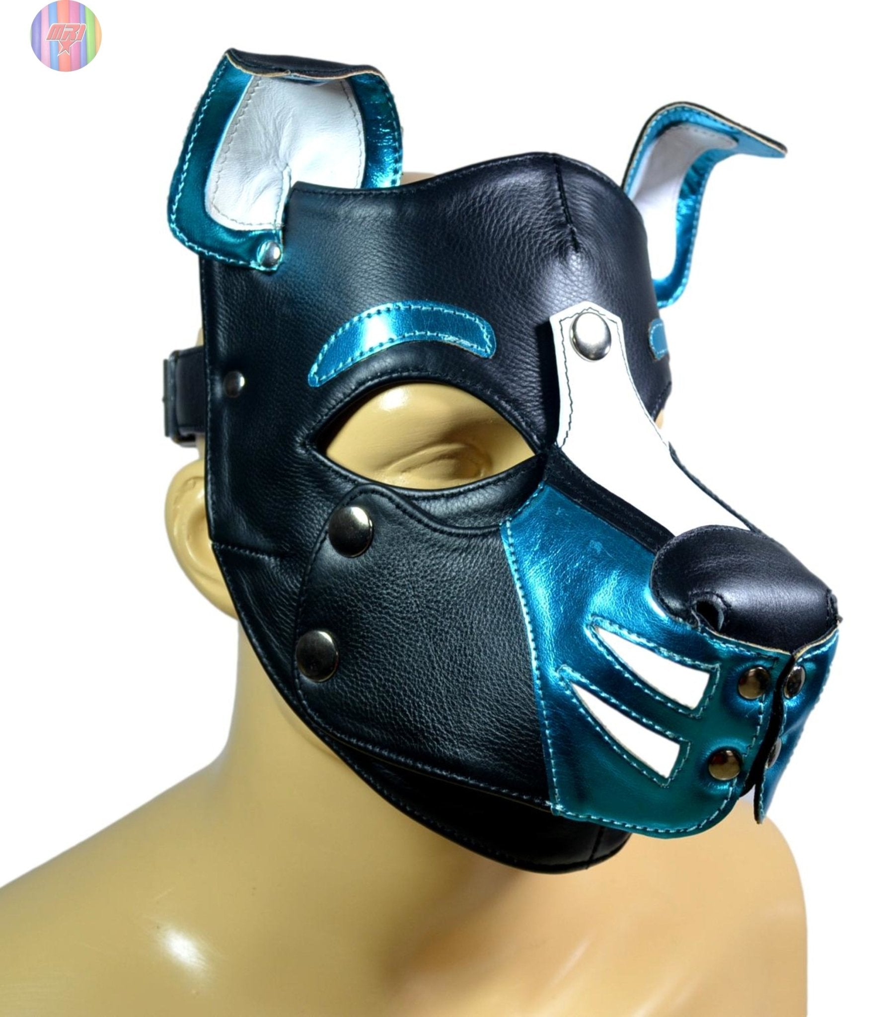 Leather Puppy Hood – Removable Muzzle Dog Mask for Pet Play, Cosplay & Roleplay – Adjustable Pup Hood with Metal Ear Support - MRI Leathers
