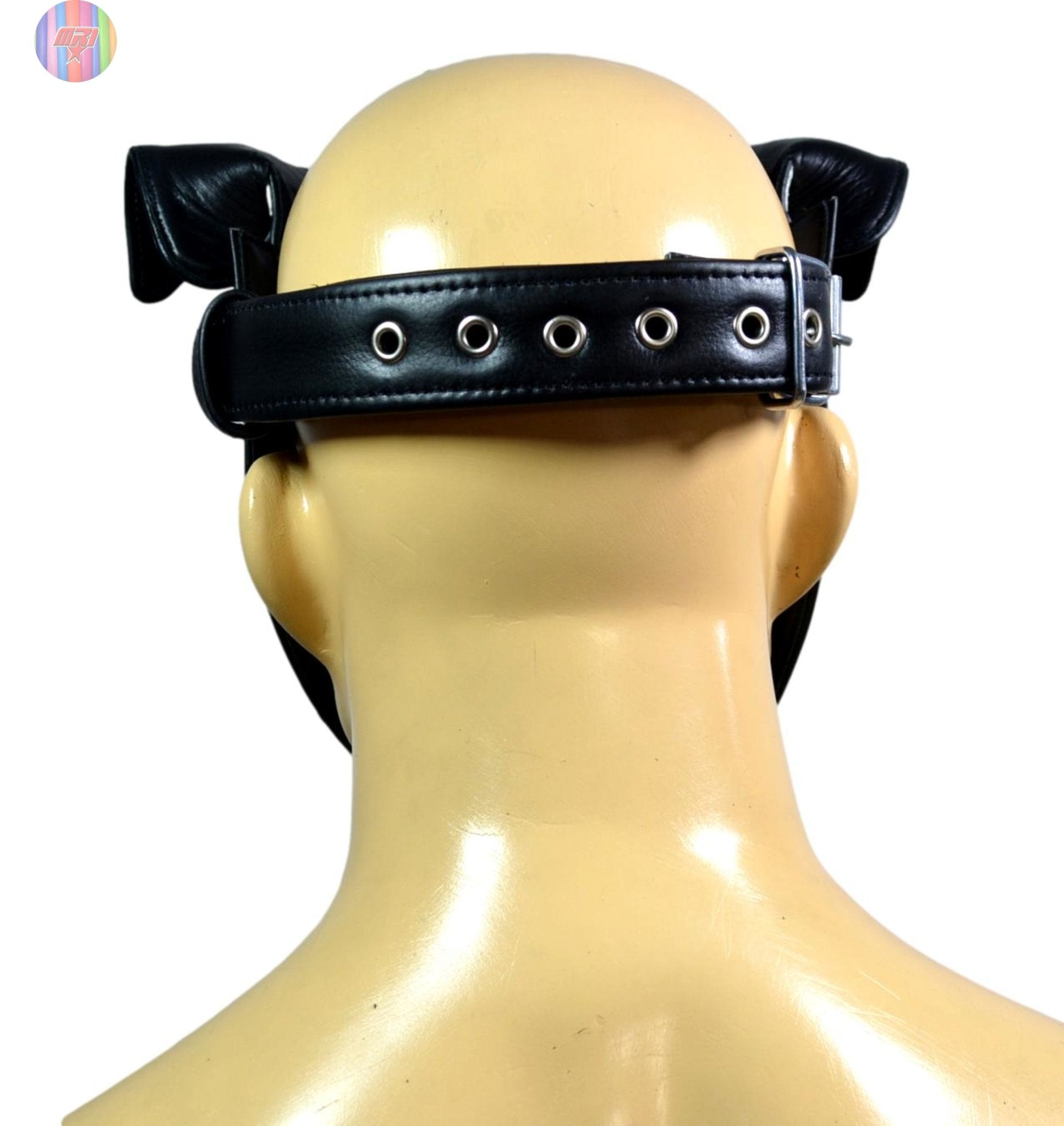 Leather Puppy Hood – Removable Muzzle Dog Mask for Pet Play, Cosplay & Roleplay – Adjustable Pup Hood with Metal Ear Support - MRI Leathers