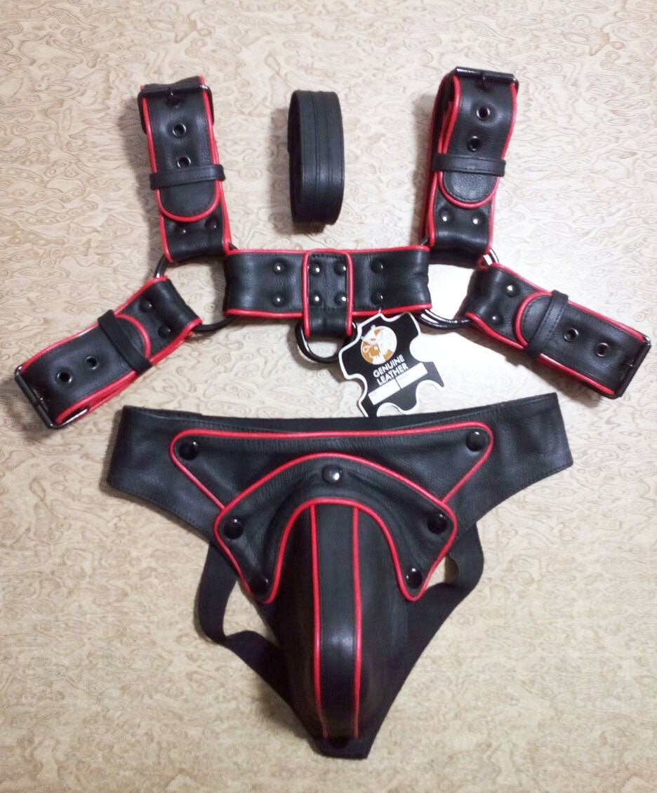 Men's Male Soft Leather Body Chest Harness Belt Night Clubwear Costume jockstraps - MRI Leathers