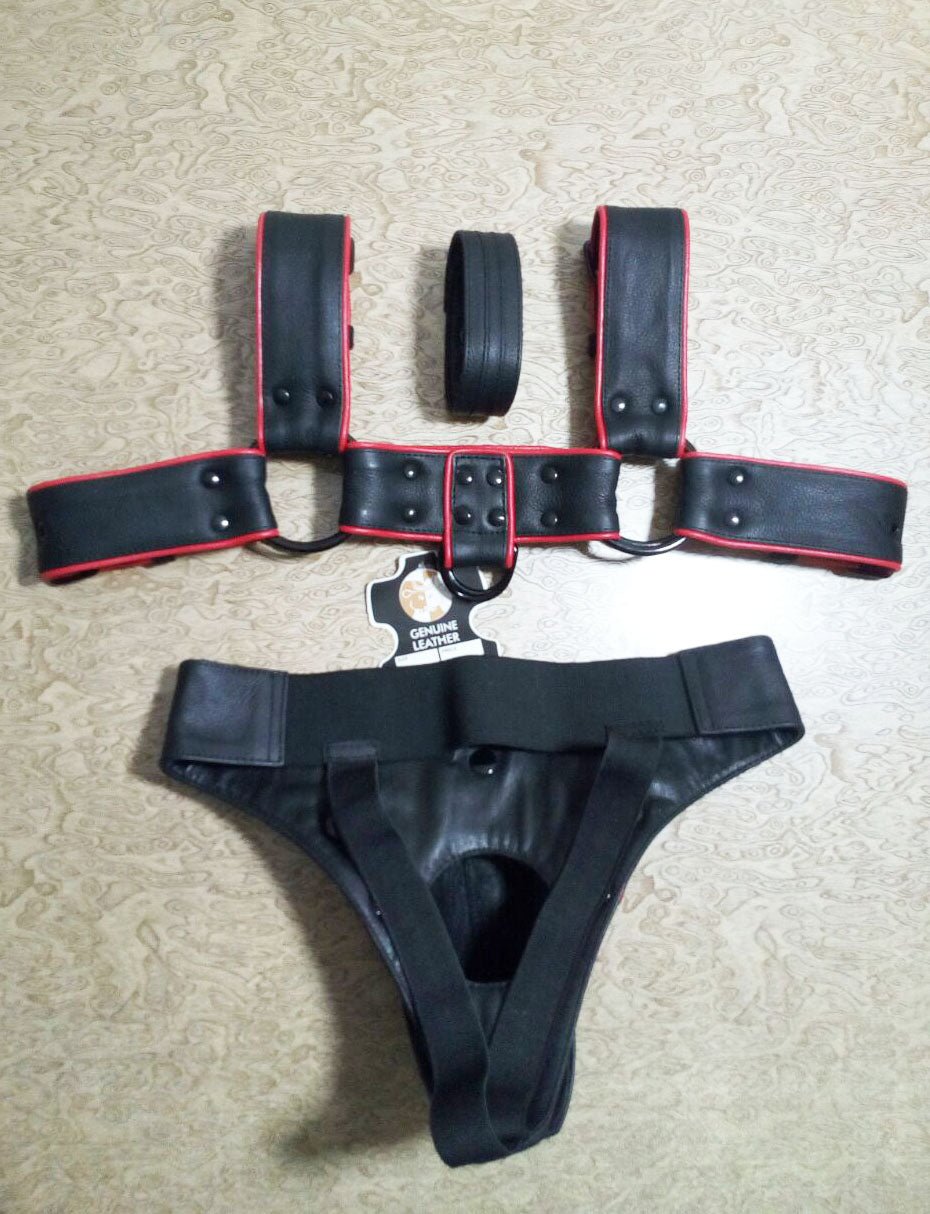 Men's Male Soft Leather Body Chest Harness Belt Night Clubwear Costume jockstraps - MRI Leathers