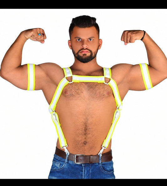 Neoprene Harness Bulldog Neoprene Harness white - MRI Leathers