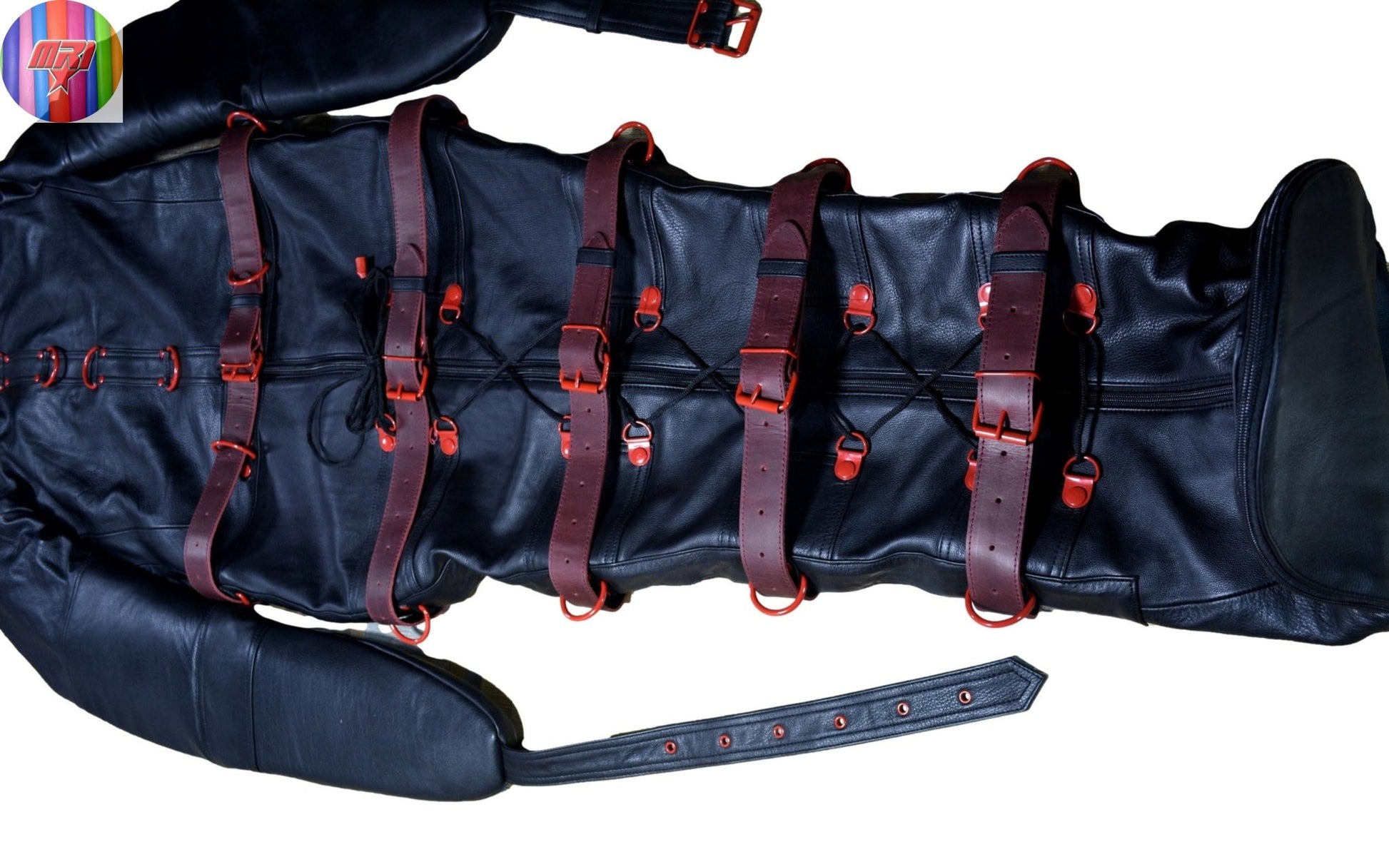 Real Leather Sleeping Bag Bondage Body Bag Bdsm Mummy Seductive Restricted/Leather BDSM Sleep Sack With Leather Belts and nipple flaps - MRI Leathers