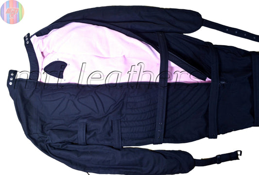 Sleep sack Pink Black Textile – Fully Enclosed Soft Bondage Body Bag with Buckles and Zippers | Restriction Sleep Sack by MRI Leather - MRI Leathers