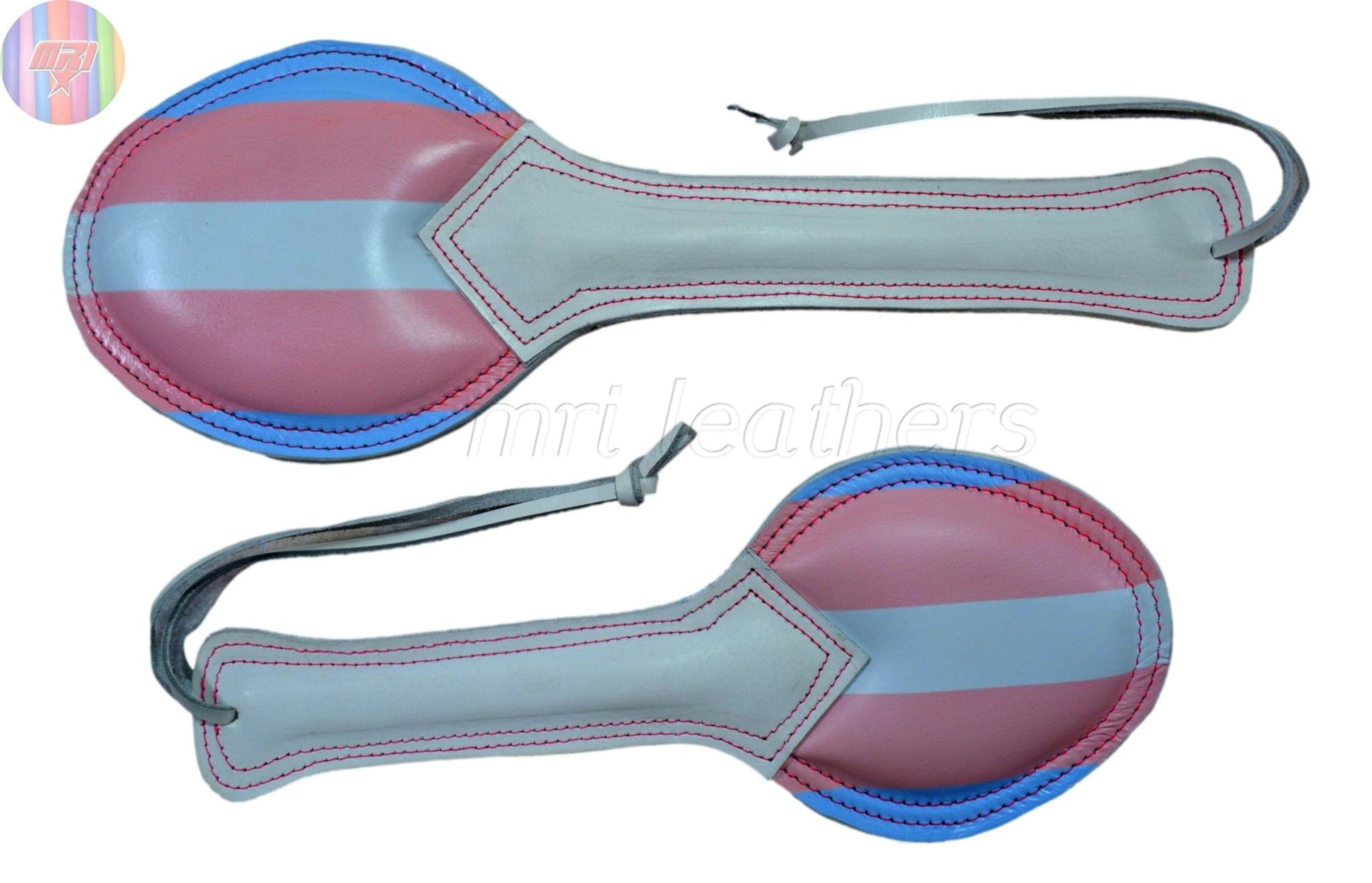 Transgender Pride Leather Paddle Soft Impact Spanking Paddle with Tr MRI Leathers Transgender Pride Leather Paddle Soft Impact Spanking Paddle with Tr MRI Leathers