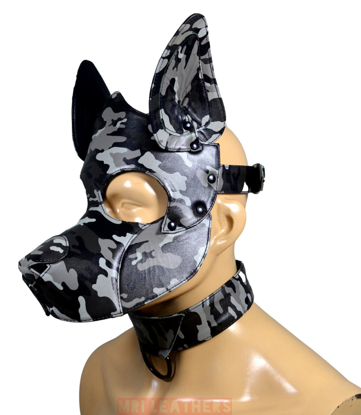 Translucent Dog Mask Camouflage leather Dog Mask Leather Pup Mask Dog Hood Pet Play Hood ...