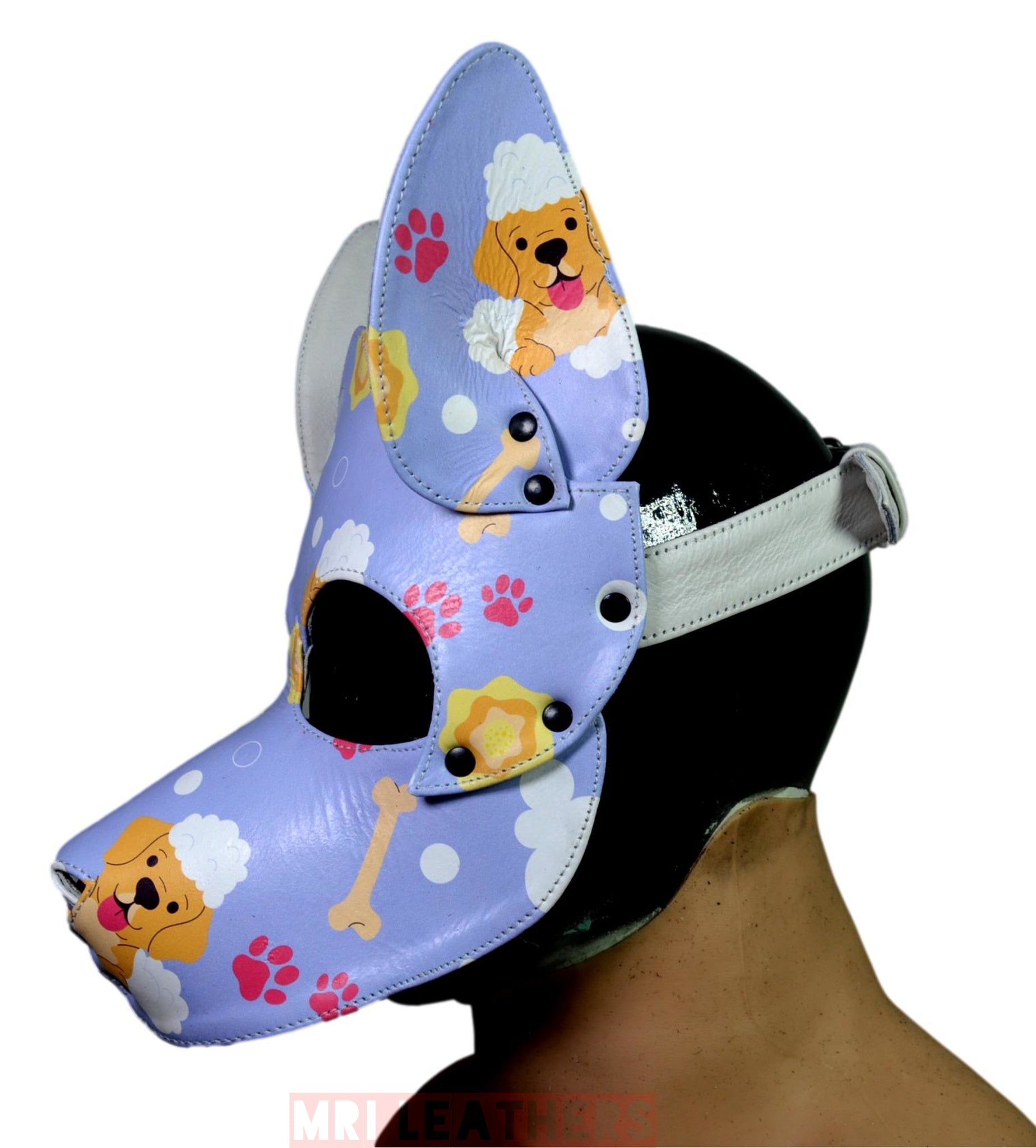 Human Pup Hood Leather Puppy Printed mask - MRI Leathers