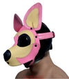 Leather Dog Mask Hood Pet Play Puppy Mask Human Pink White - MRI Leathers