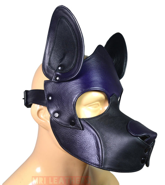 Leather Dog Mask Leather Dog Mask Dog Hood Pet Play Hood Puppy Mask - MRI Leathers